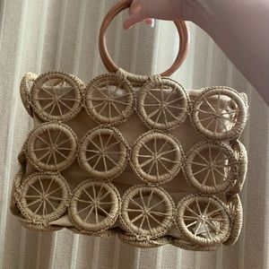MONOTONE LEMONS CROTCHET HANDBAG